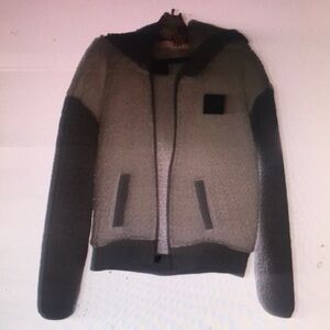 Gray and Black Hooded Jacket